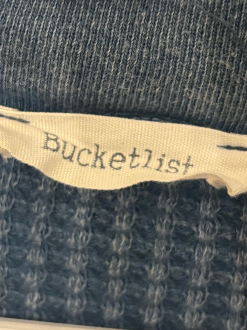 BUCKETLIST Washed Blue Waffle Knit Boho Coastal Casual Button Shacket Large - Picture 4 of 8